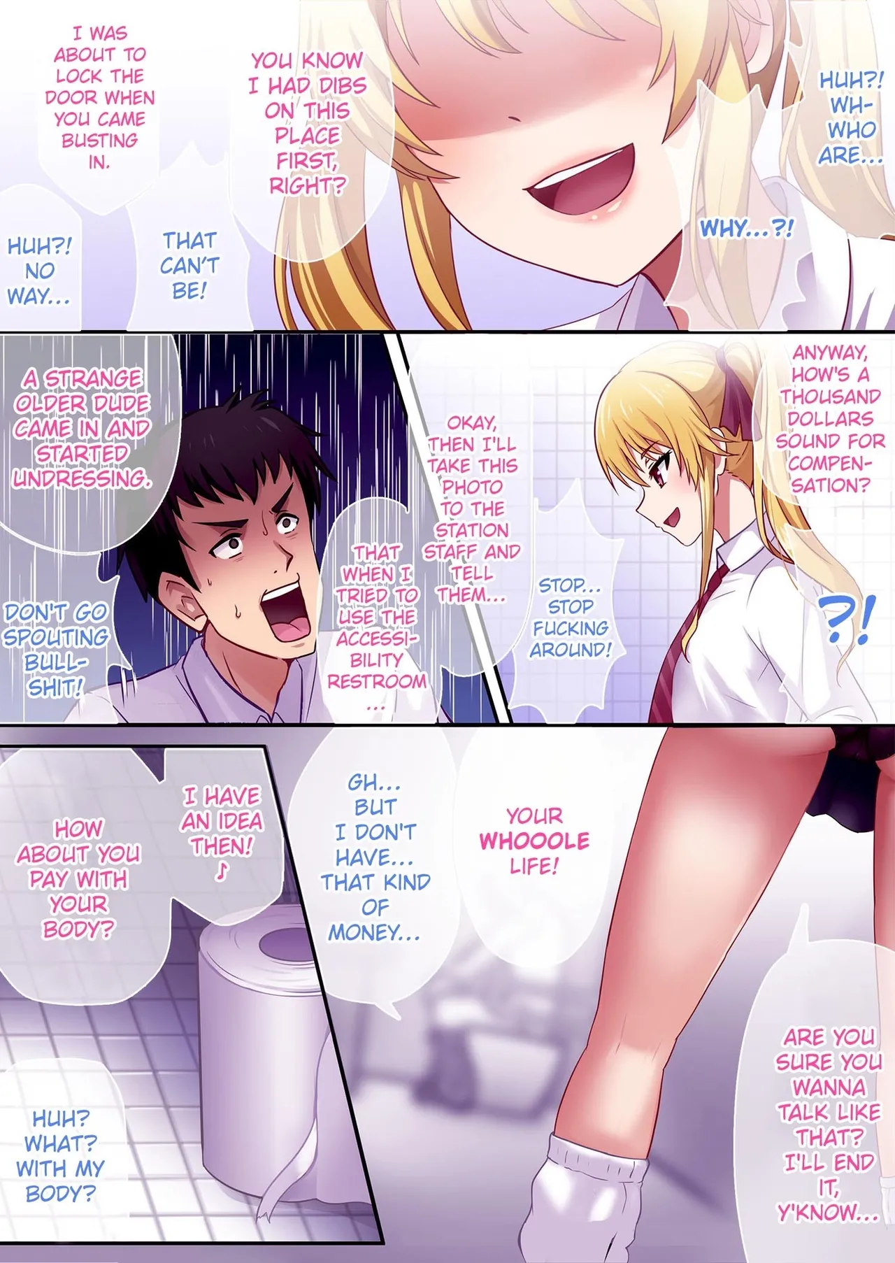 Kyouyuu Toilet de JK ni Sakuseisarete Shofuki Shichatta Ryman no Hanashi. | Sprayed on and Squeezed by a High School Girl in the Bathroom. page 5 full