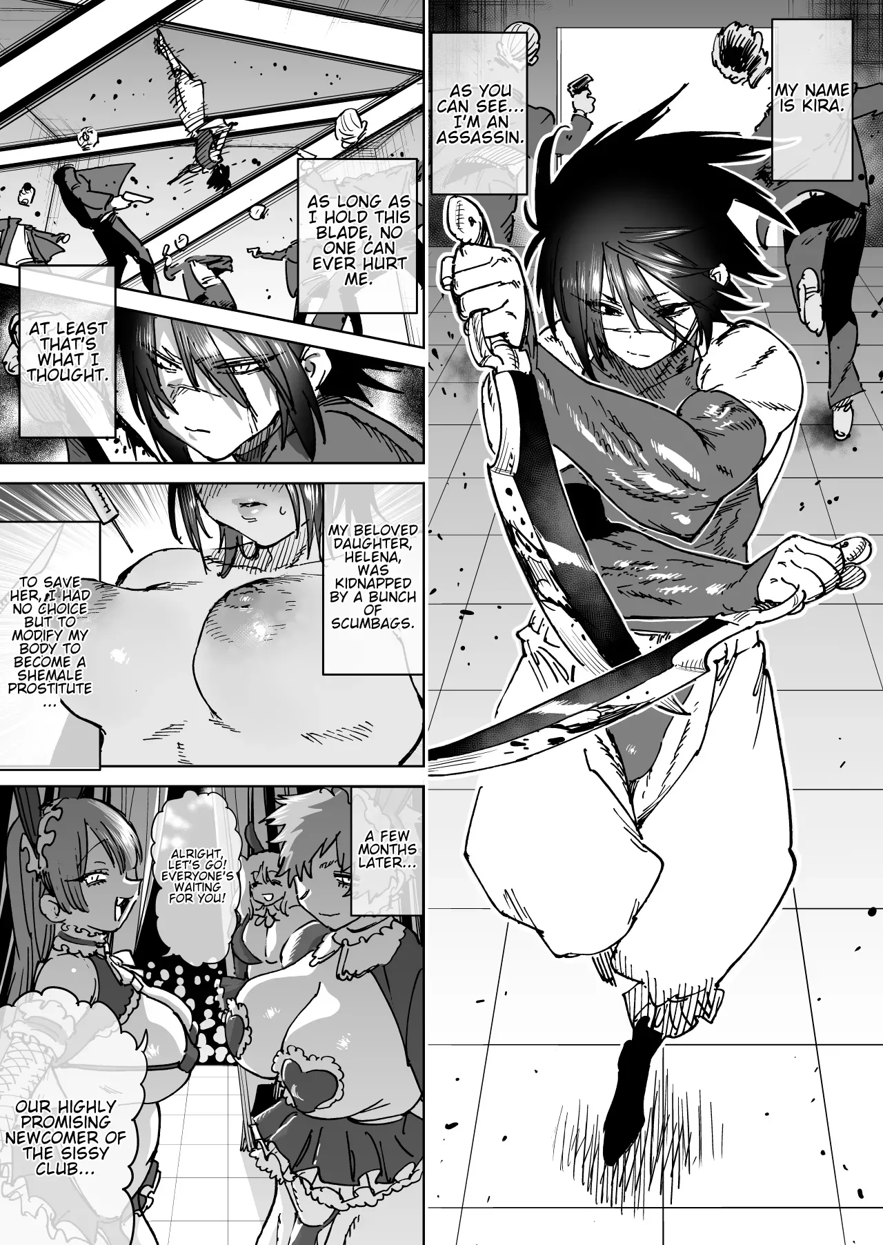 "Mesu Ochi" Sekai Saikyou no Koroshiya Self Mesu-ka Kaizou | The World's Strongest Assassin Self-Feminization page 10 full
