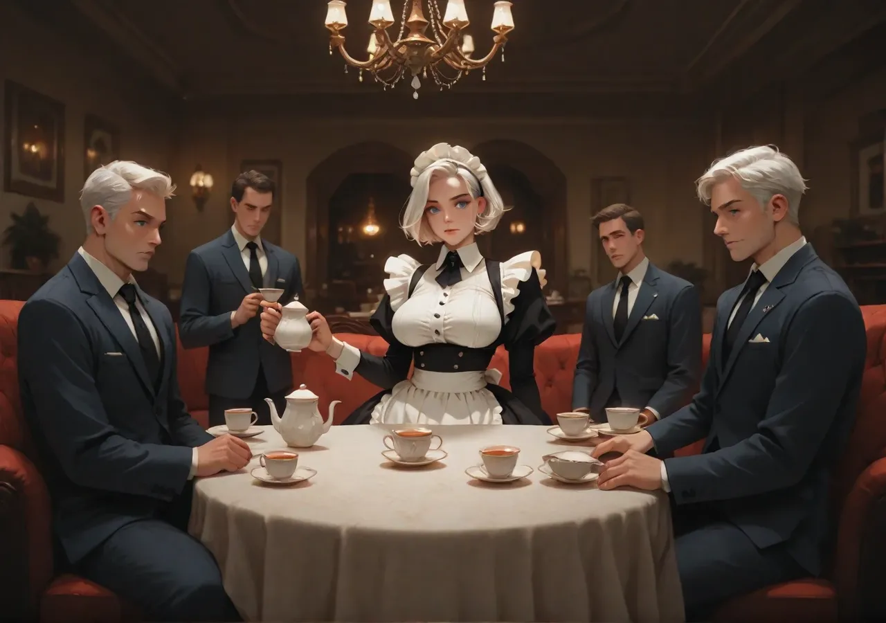 White hair maid MMF Threesome groupsex page 9 full