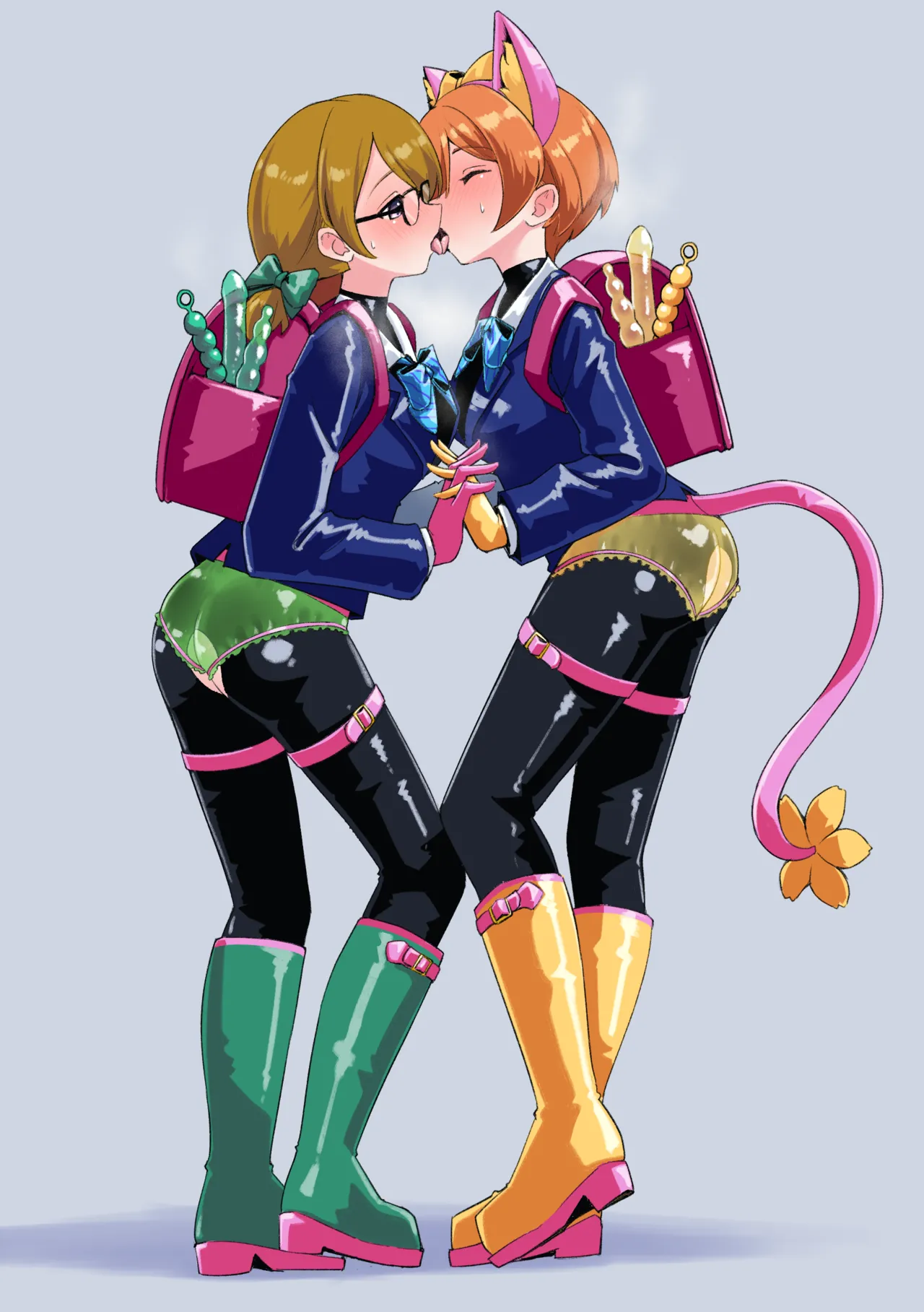 Latex Suit Lesbian Kiss Clothed Defecation page 1 full