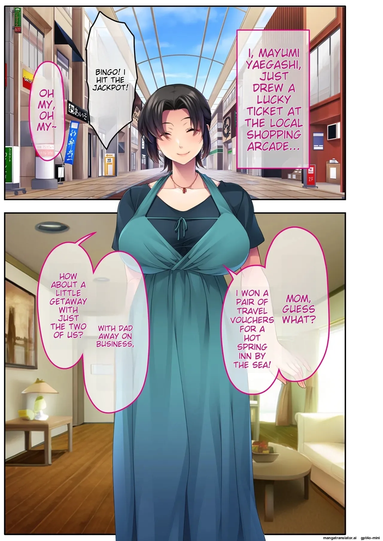 The busty promiscuous mom seduced by the playboys ~ The laid-back stepmom transforms a beach babe! Mosaic Comic Compilation page 2 full