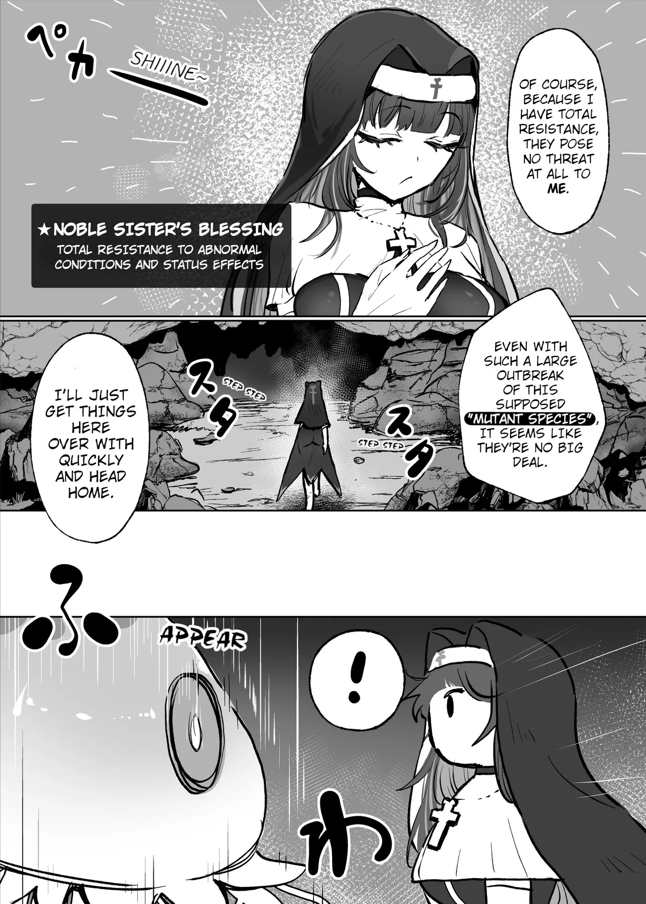 Joutai Ijou Taisei Sister-san to Taisei Kantsuu Saimin Kurage | "Abnormal Status"-Resistant Nun vs. Resistance-Penetrating Hypnotic Jellyfish page 4 full