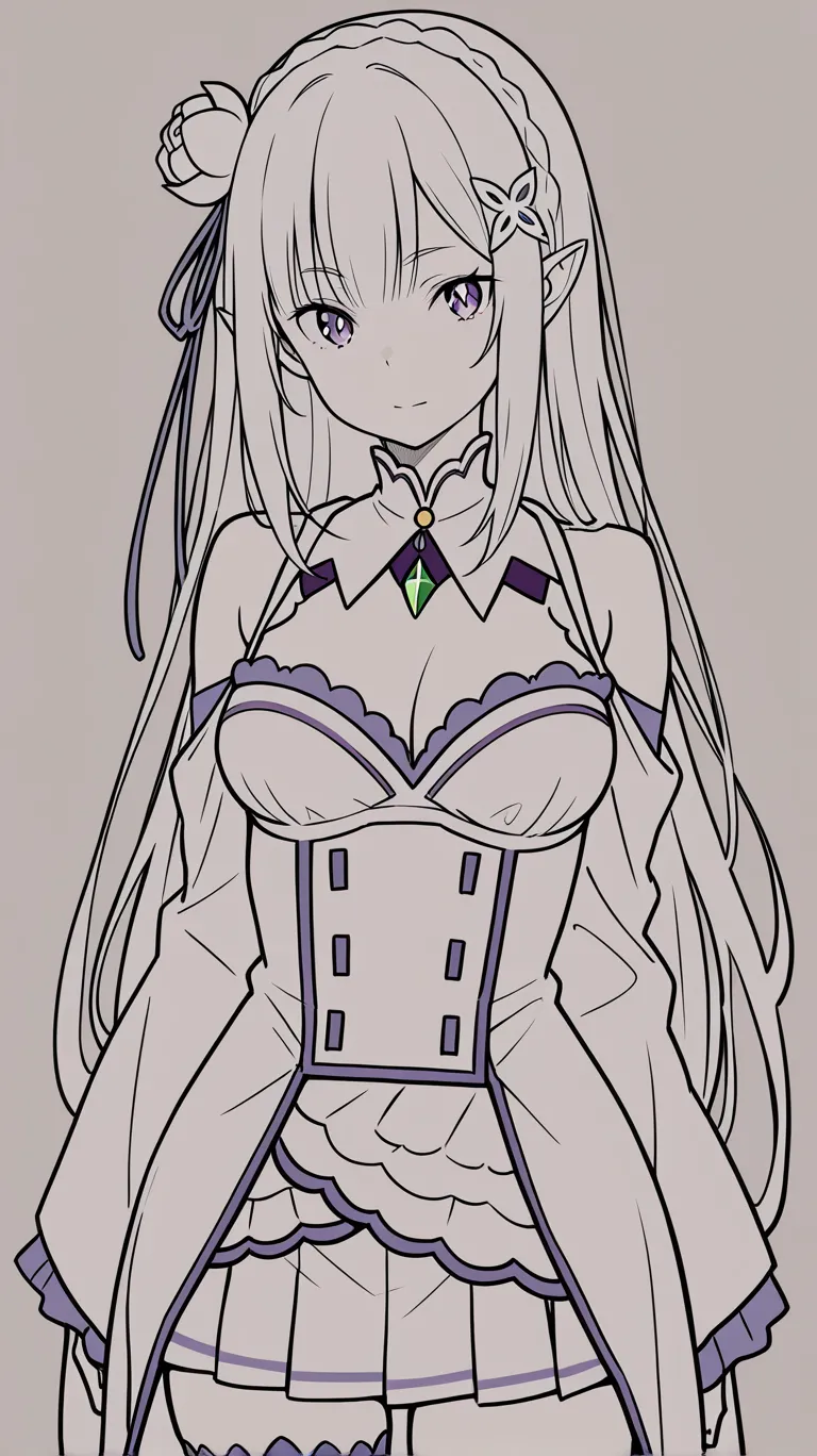 （AI-generated）Emilia's light colored line art style page 4 full