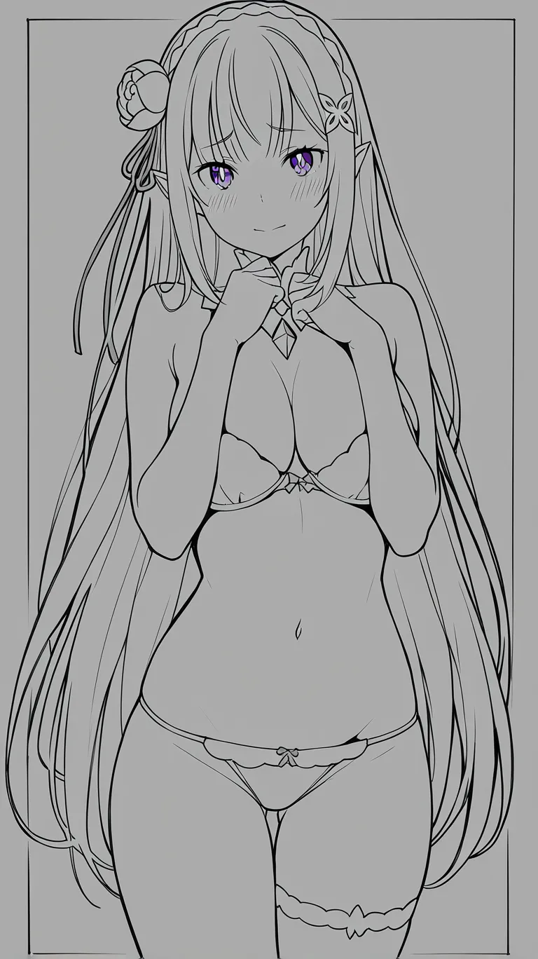 （AI-generated）Emilia's light colored line art style page 8 full