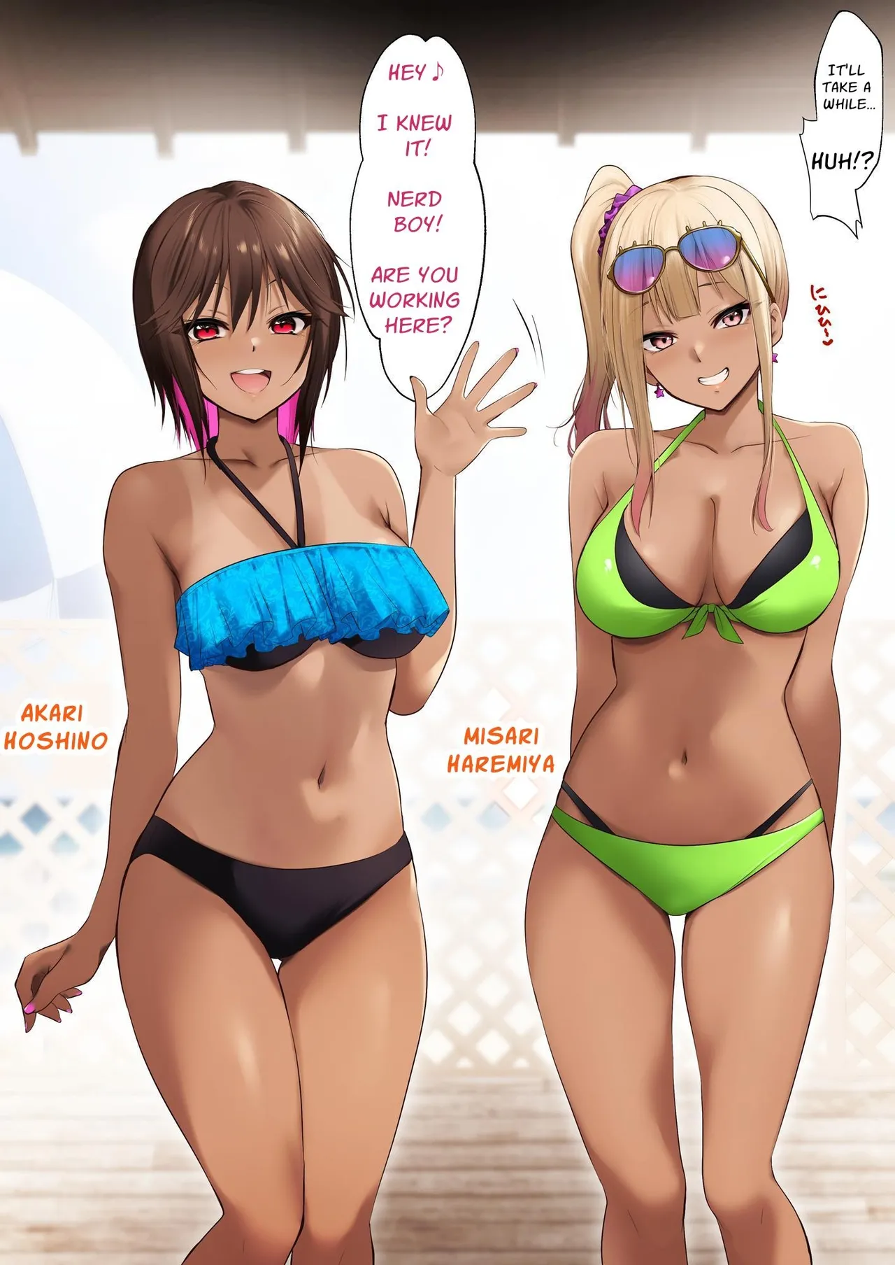 Umi no Ie de Baito shitetara Kuro Gyaru Doukyuusei ni Gyaku Nan sarete Asedaku Doutei Sotsugyou shita Natsu no Hi | Was working at a Beach when Two Tanned Gals Seduced Me & Popped My Cherry on a Sweaty Summer Day page 3 full