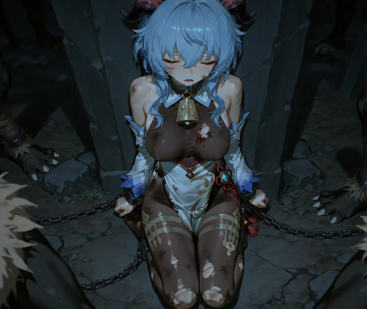 「敗北榨乳仙墮・甘雨」 page 9 full