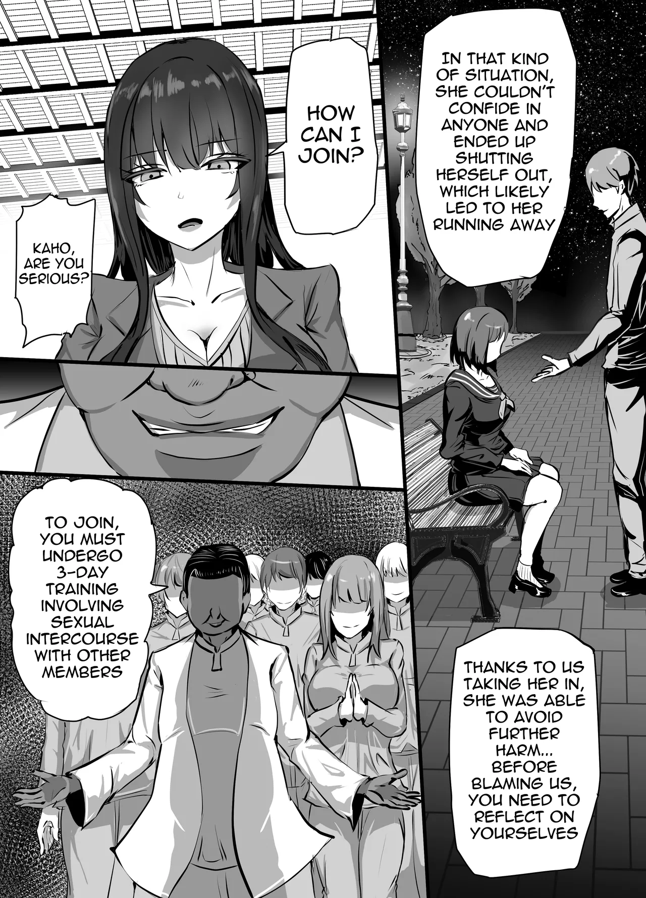 Shinkou Shuukyou ni Hamatta Manamusume o Sukuitai Hitozuma ga Kyouso no Sennou Sex de Nyuushin shite Netorareru Hanashi page 6 full