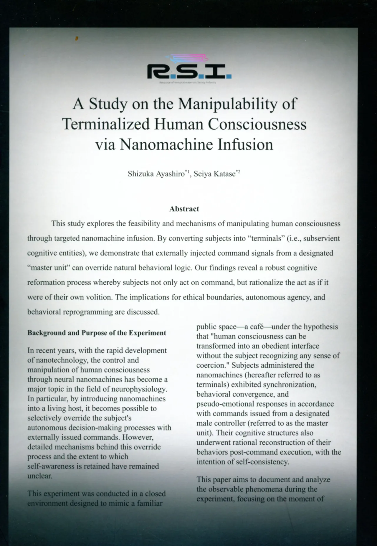 Nano Machine Touyo ni Yoru Tanmatsuka Josei Kotaigun e no Sousa Kanousei ni Kan suru Shokousatsu page 2 full