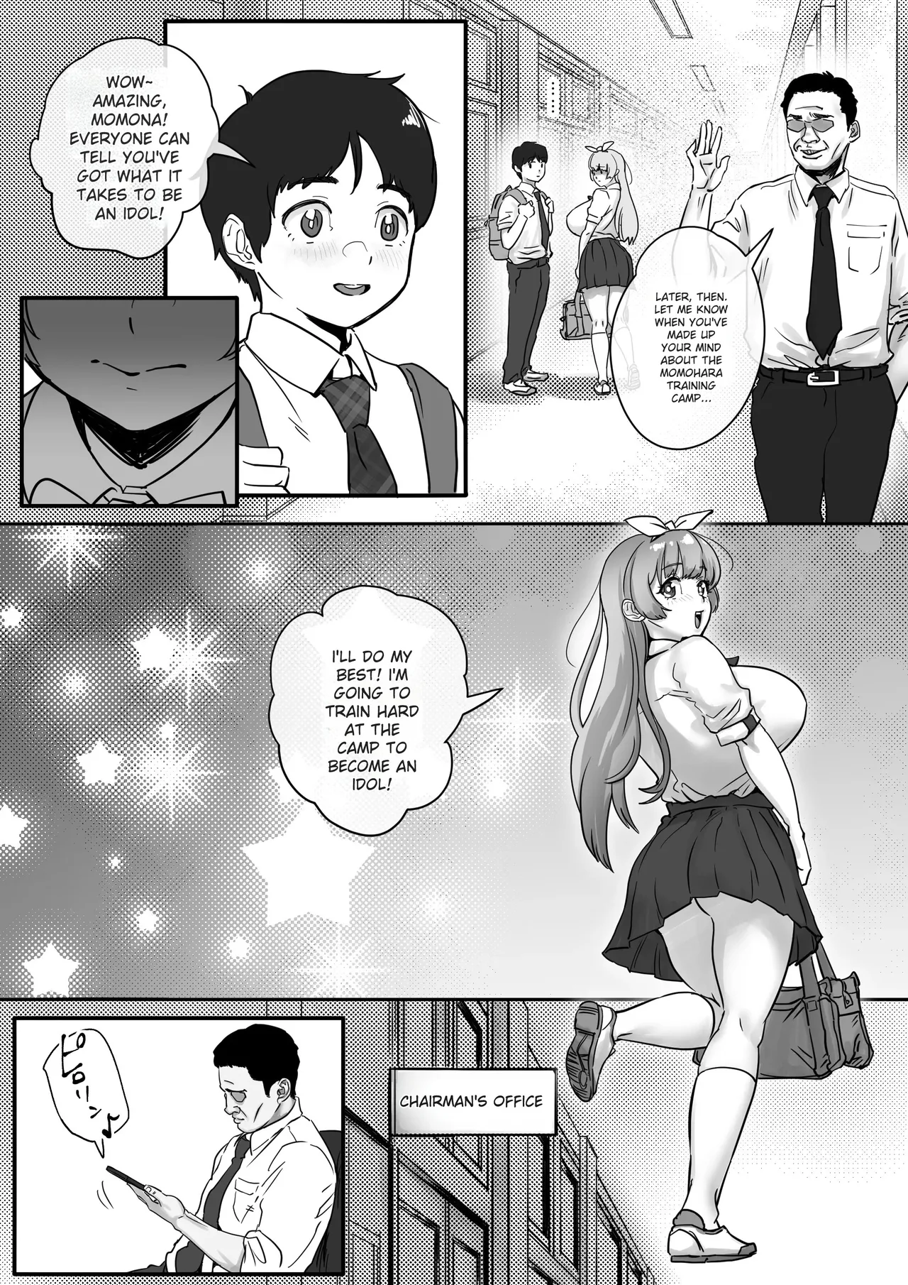 A story about Momona, an aspiring idol who was supposed to end up with her childhood friend, but becomes an older man’s mistress. page 9 full
