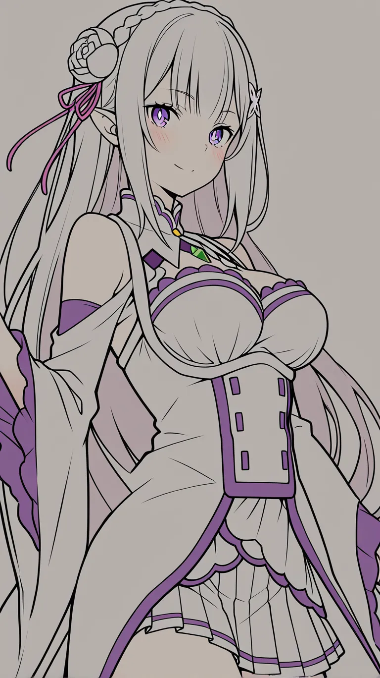（AI-generated）Emilia's light colored line art style page 2 full