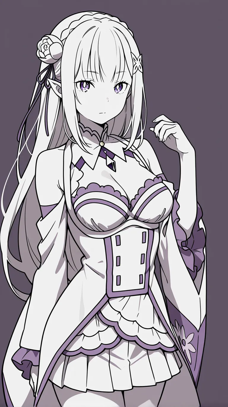 （AI-generated）Emilia's light colored line art style page 5 full