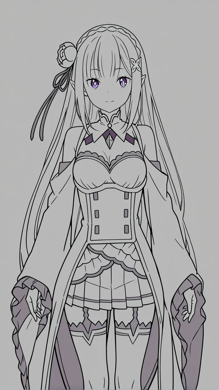（AI-generated）Emilia's light colored line art style page 6 full