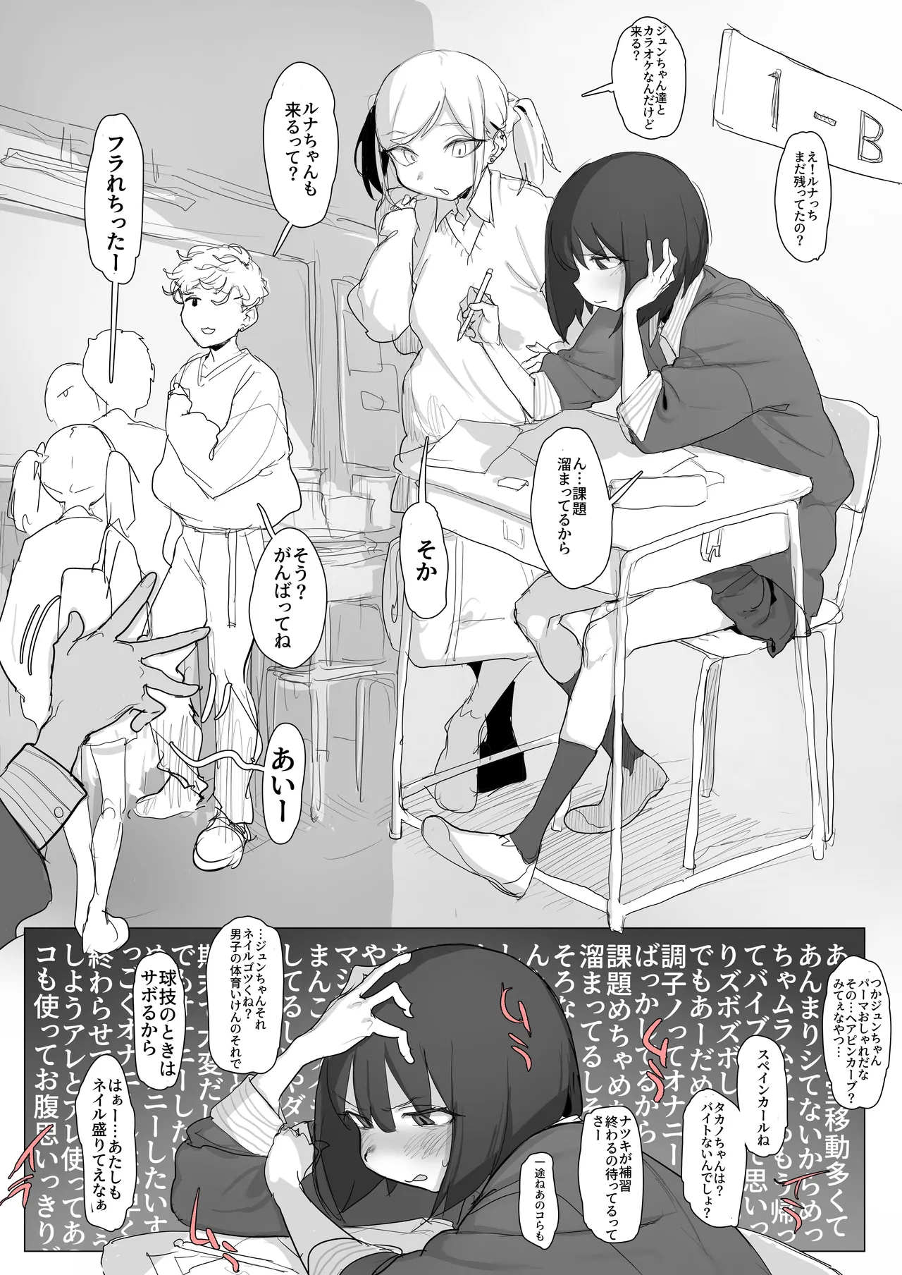 股間がイライラしたから紐パン食い込ませて自分のクラスで「宿題」するルナちゃん page 1 full