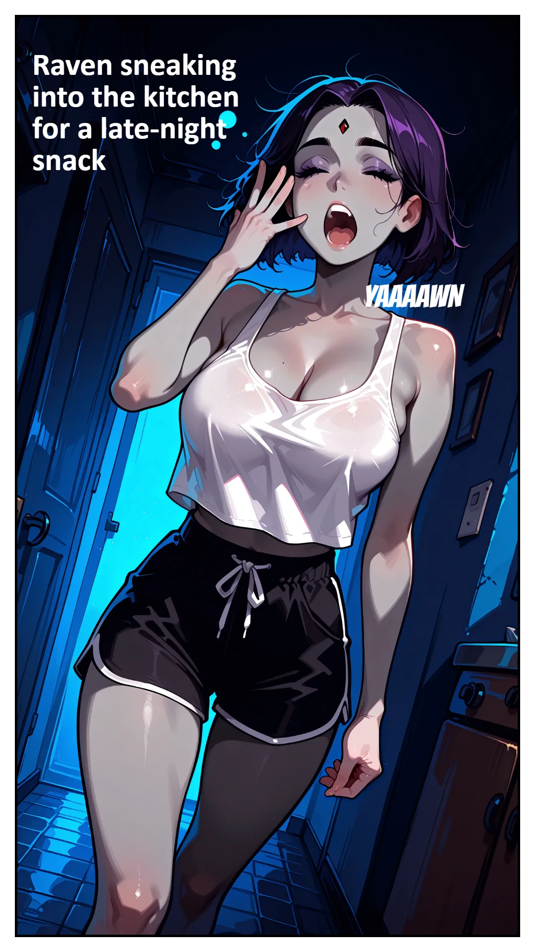 Raven sneaking into the kitchen for a late-night snack page 1 full