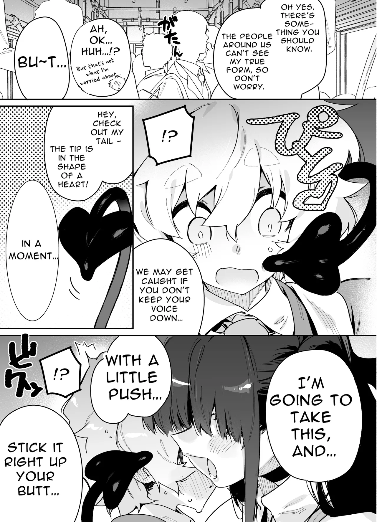 Classmate no Joshi Inma ni Tsuugakuchuu no Denshanai de Osowarechau Danshi no Hanashi | The Naughty Succubus Fondles Her Classmate on the Train to School page 8 full