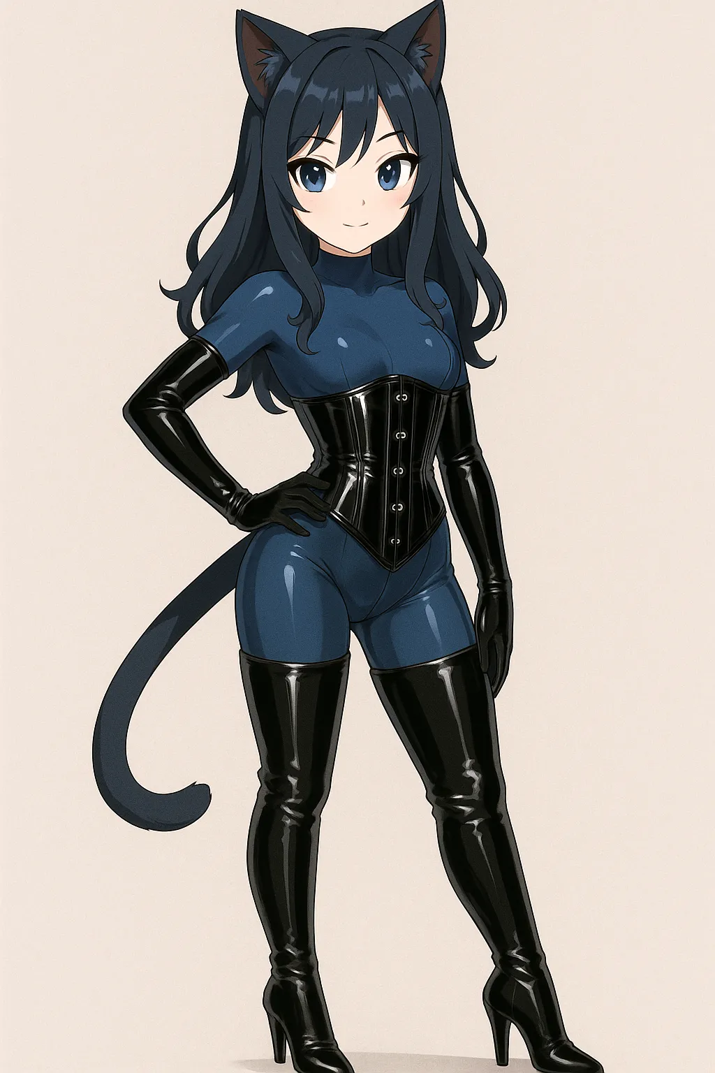 Girl in catsuit and thigh high boots page 1 full
