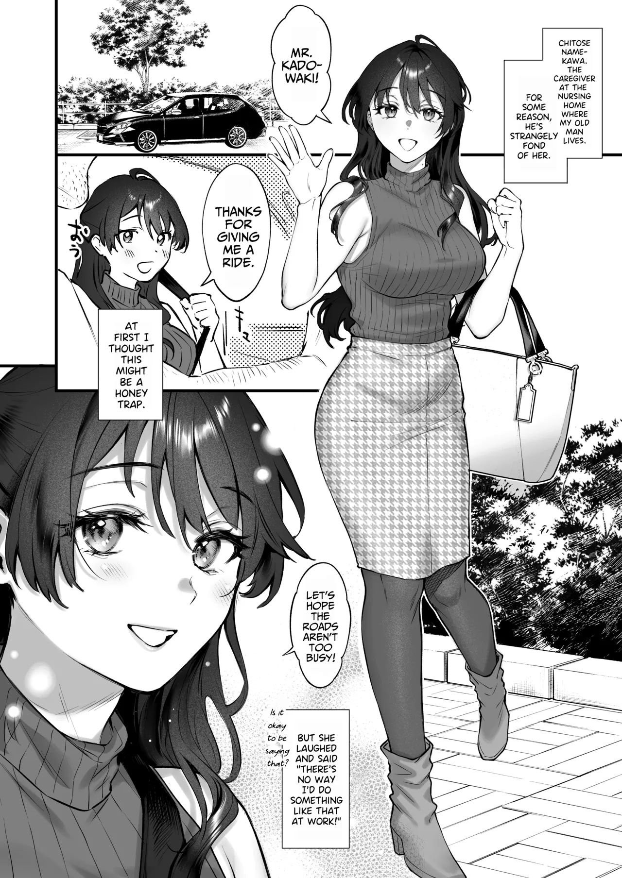 Shikatte Yurushite Atama o Nadete ~Bakunyuu Seiso na Kaigoshi ga Oji-san Daisuki na Riyuu~ | Scold her, forgive her, pat her on the head. ~The Reason Why the Busty and Neat Caregiver Loves Older Men~ page 9 full