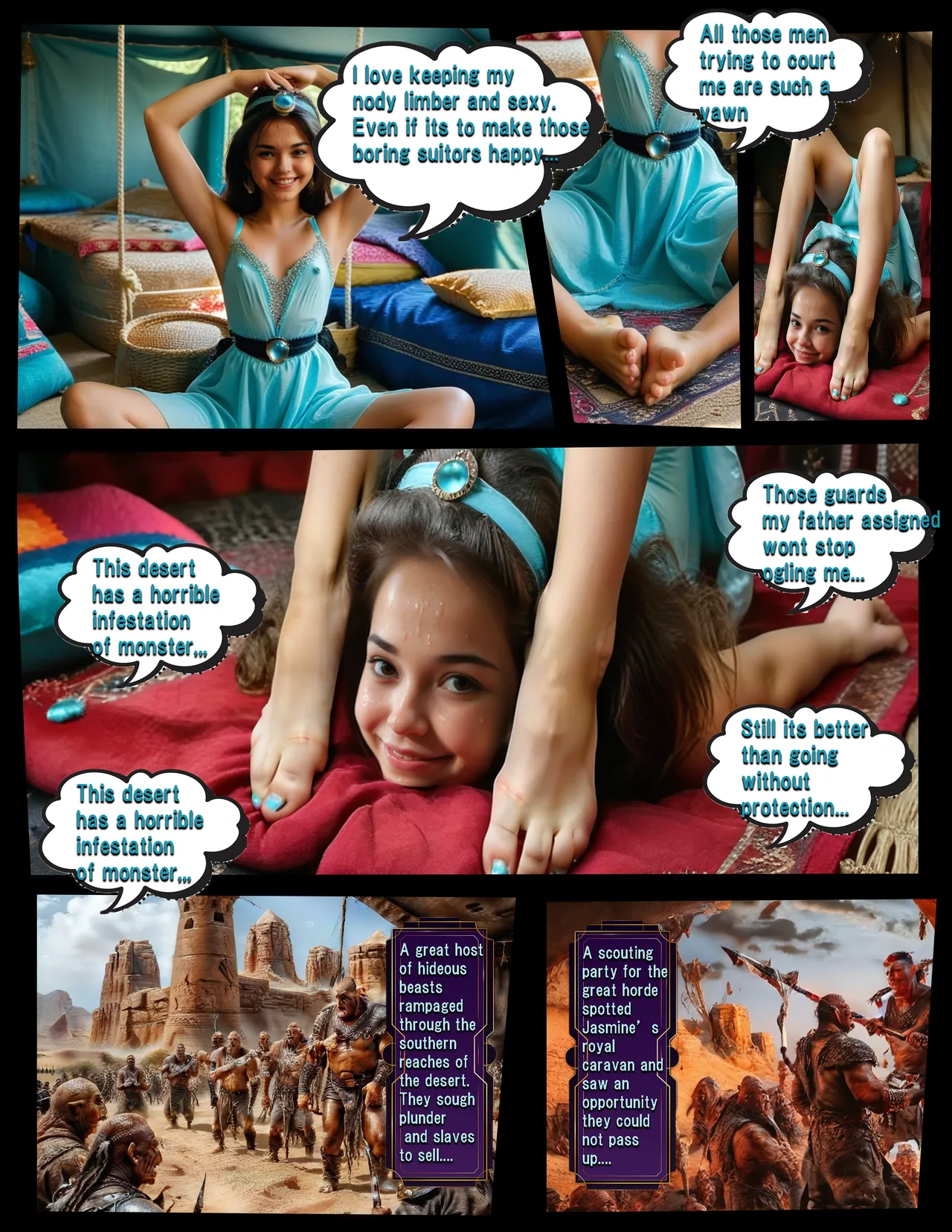 Dungeons and Heroines - Princess Jasmine Demolished By the Desert Hordes page 2 full