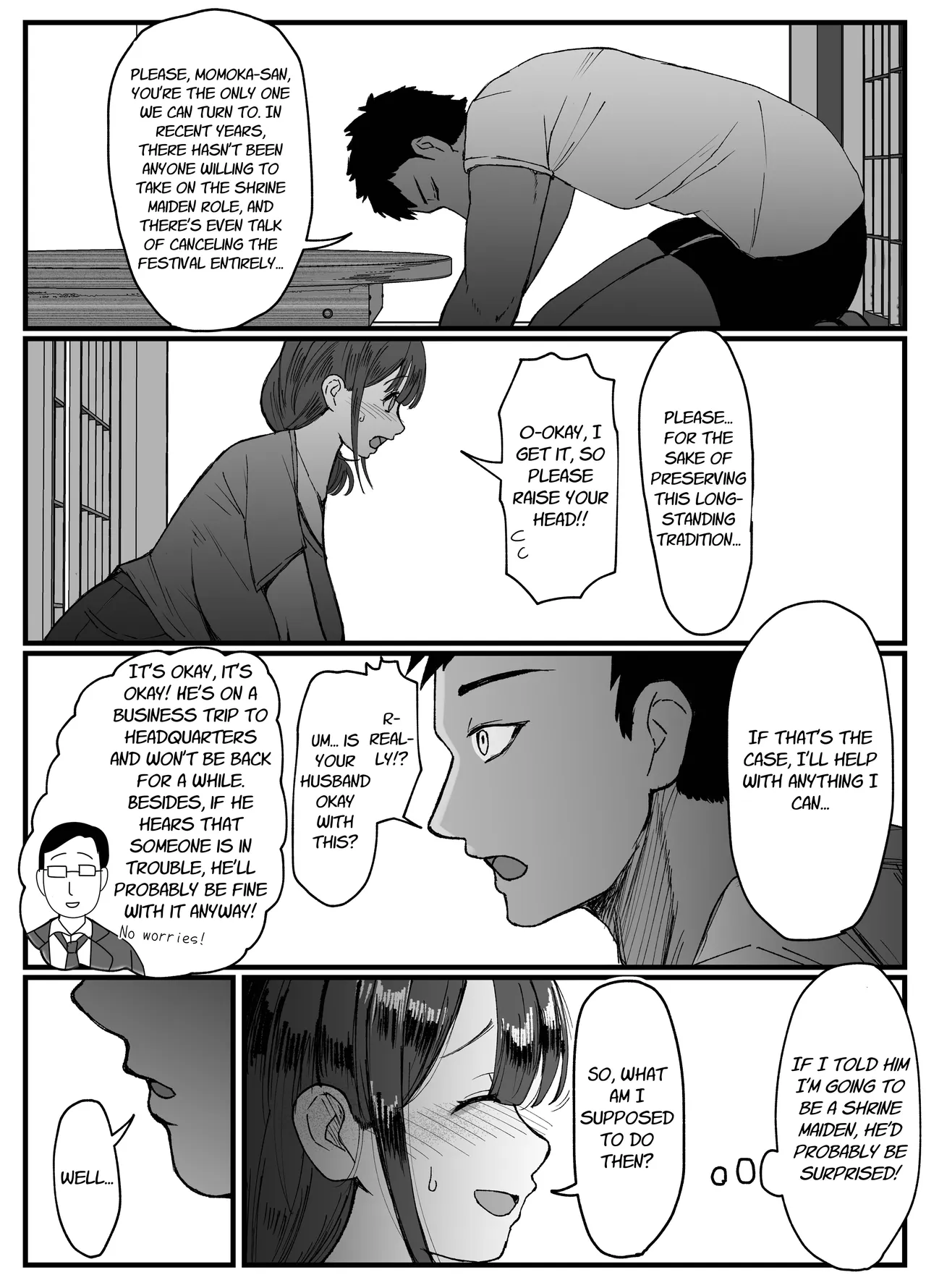 Nagasareyasui Hitozuma  ga Inshuu Mura de Miko ni Matsuriagerare Chinpo Ochi Suru Hanashi 1 | A Married Woman  Is Chosen as a Sacred Maiden in a Remote Village Part 1 page 4 full