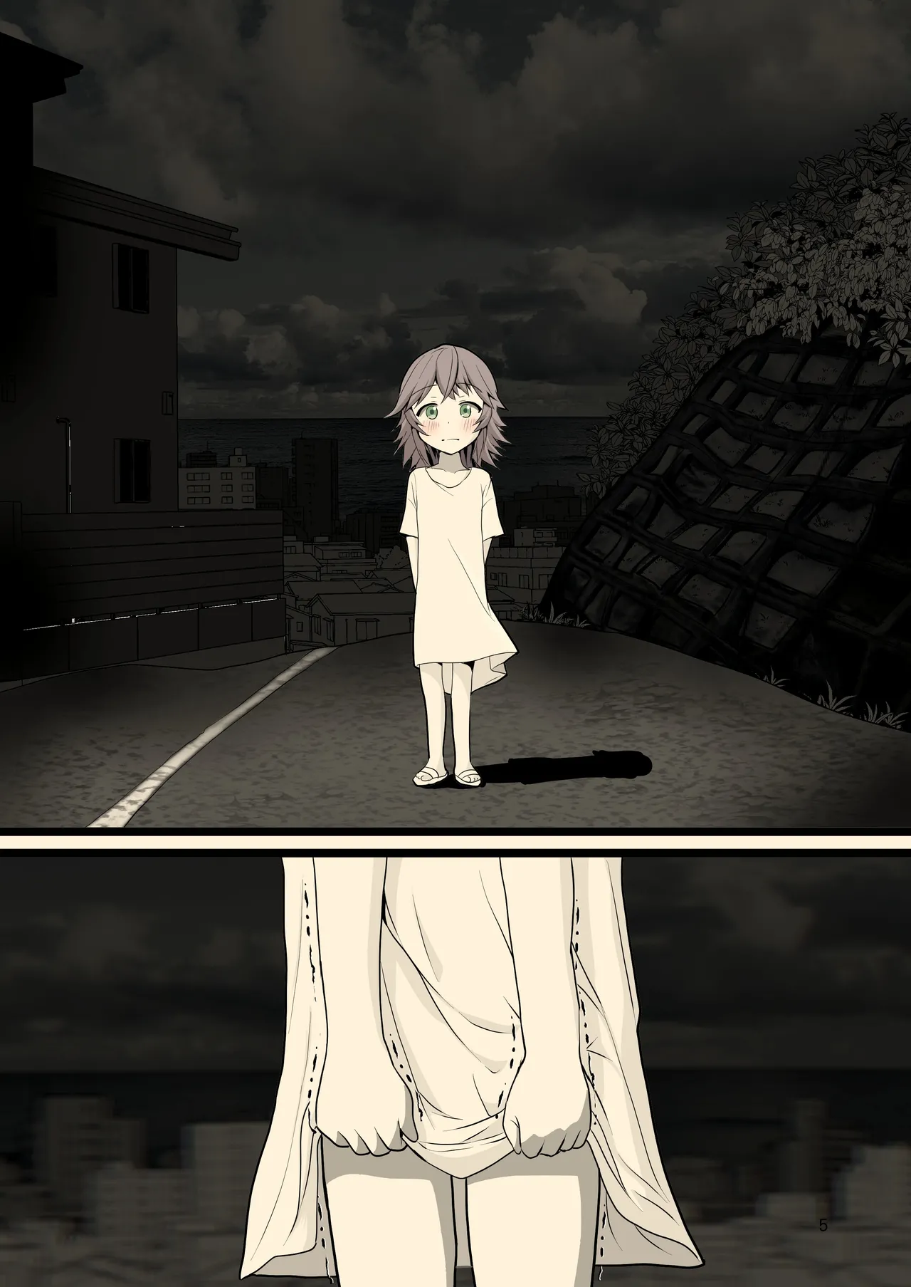 在夜晚露出的少女 page 5 full