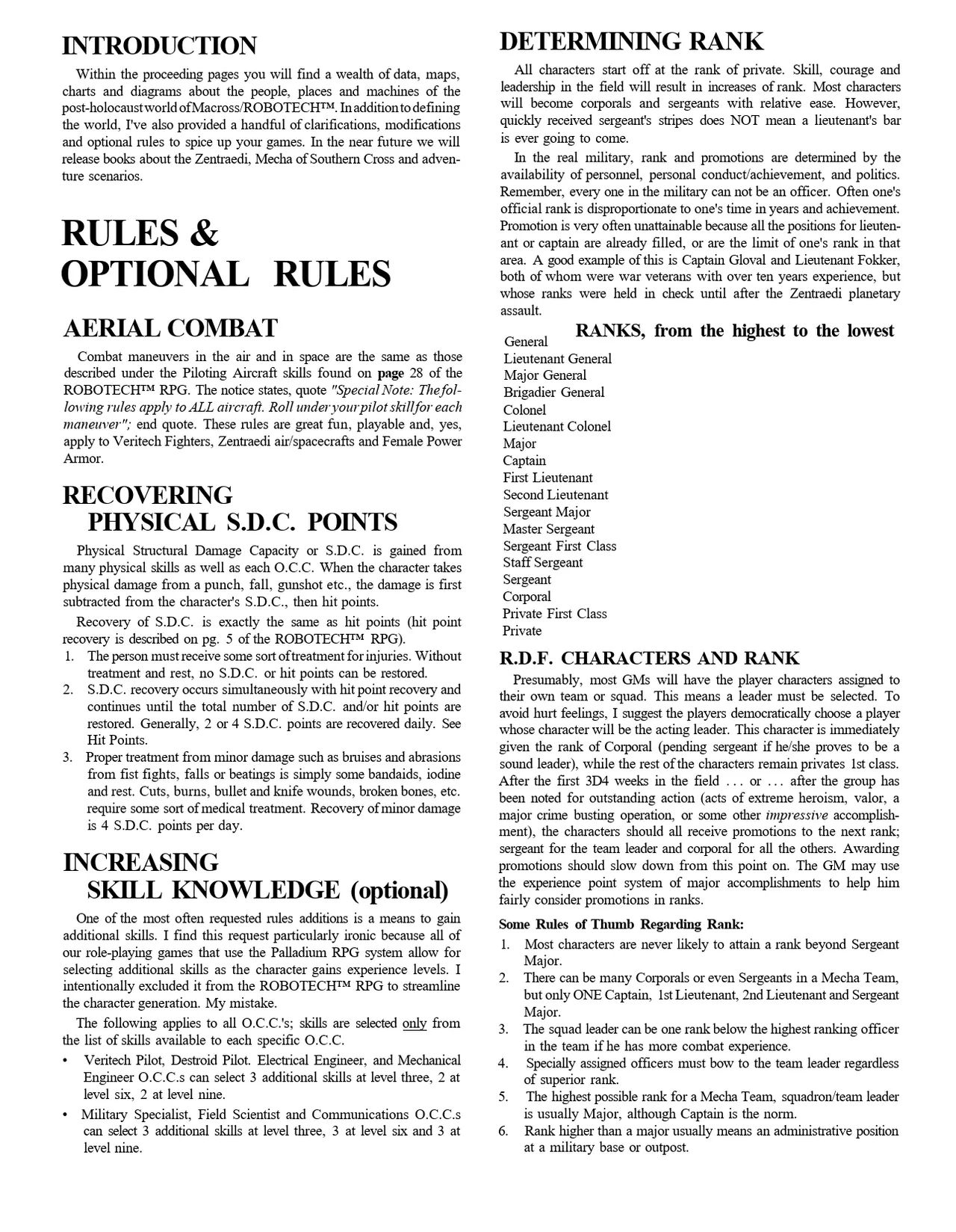 Robotech RPG - Book 2 The RDF Manual page 5 full