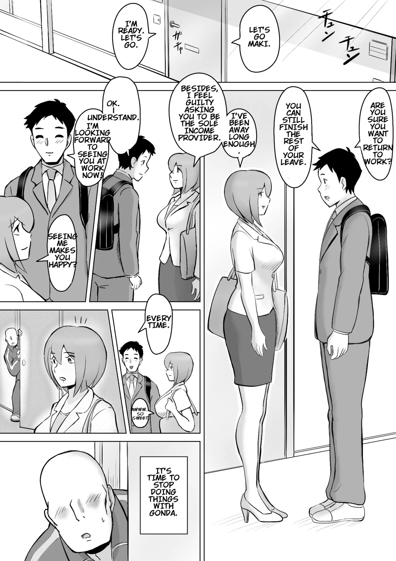 Maki wa Yasashii Otto no Tame ni Mayu wa Dekachin Otto no Tame ni Toukousha Gonda Goukichi Part 2 | Maki married to a gentle husband is corrupted by her neighbor Gonda Gokichi page 10 full