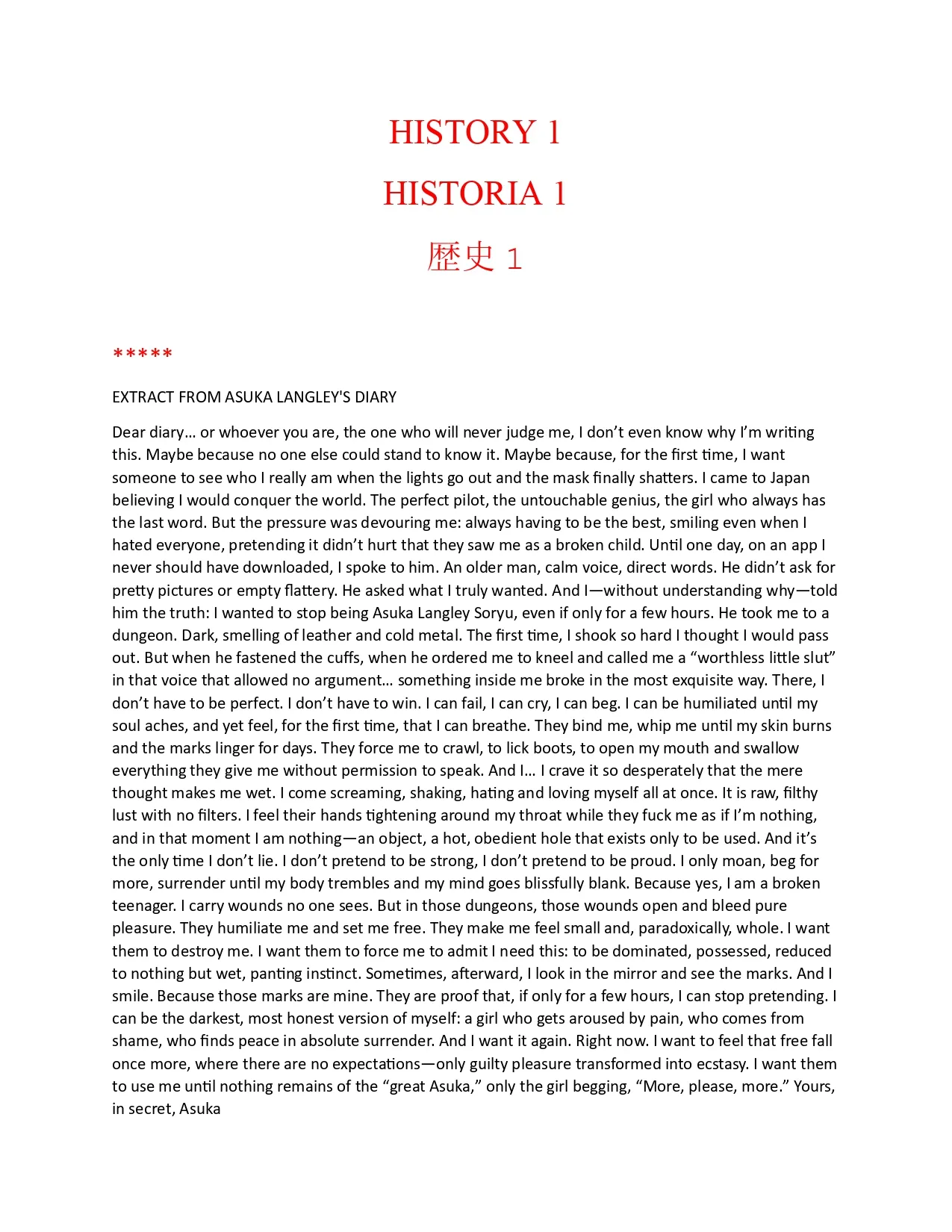 Pornographic erotic stories of Asuka and other characters in English/Spanish/Japanese page 6 full