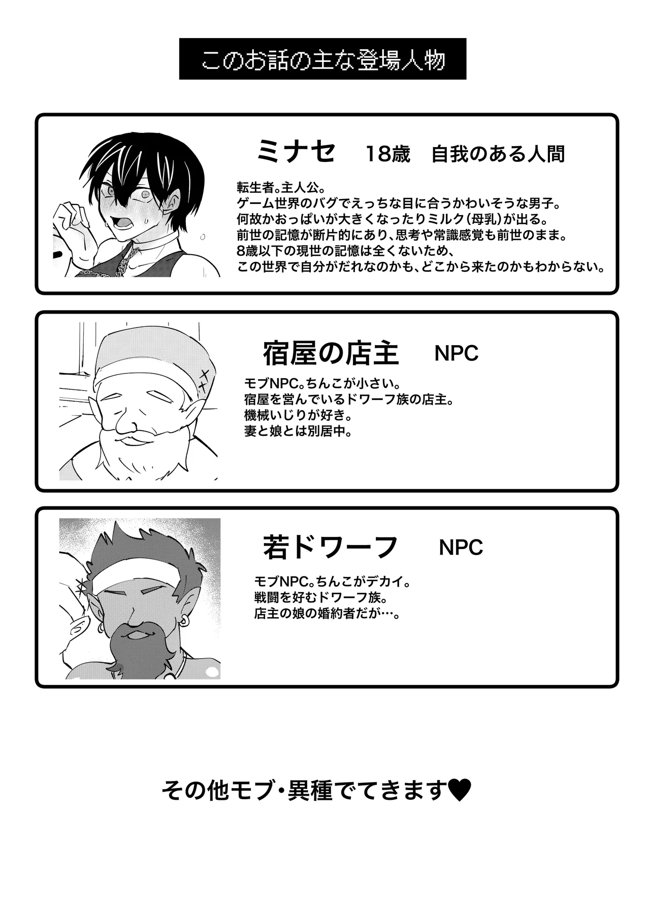 ゲーム世界に転生したらバグったモブにえっちなコトされるメス男子【宿屋エロクエスト】 page 3 full
