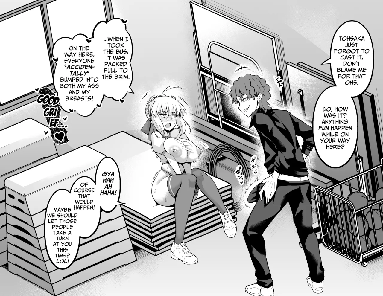 Saber, Taiiku Souko de... +  Artoria, Botebara Bloomer de Shinji to… | Saber, Getting Called Over by Shinji + Pregnant Artoria, in Bloomers with Shinji... page 3 full