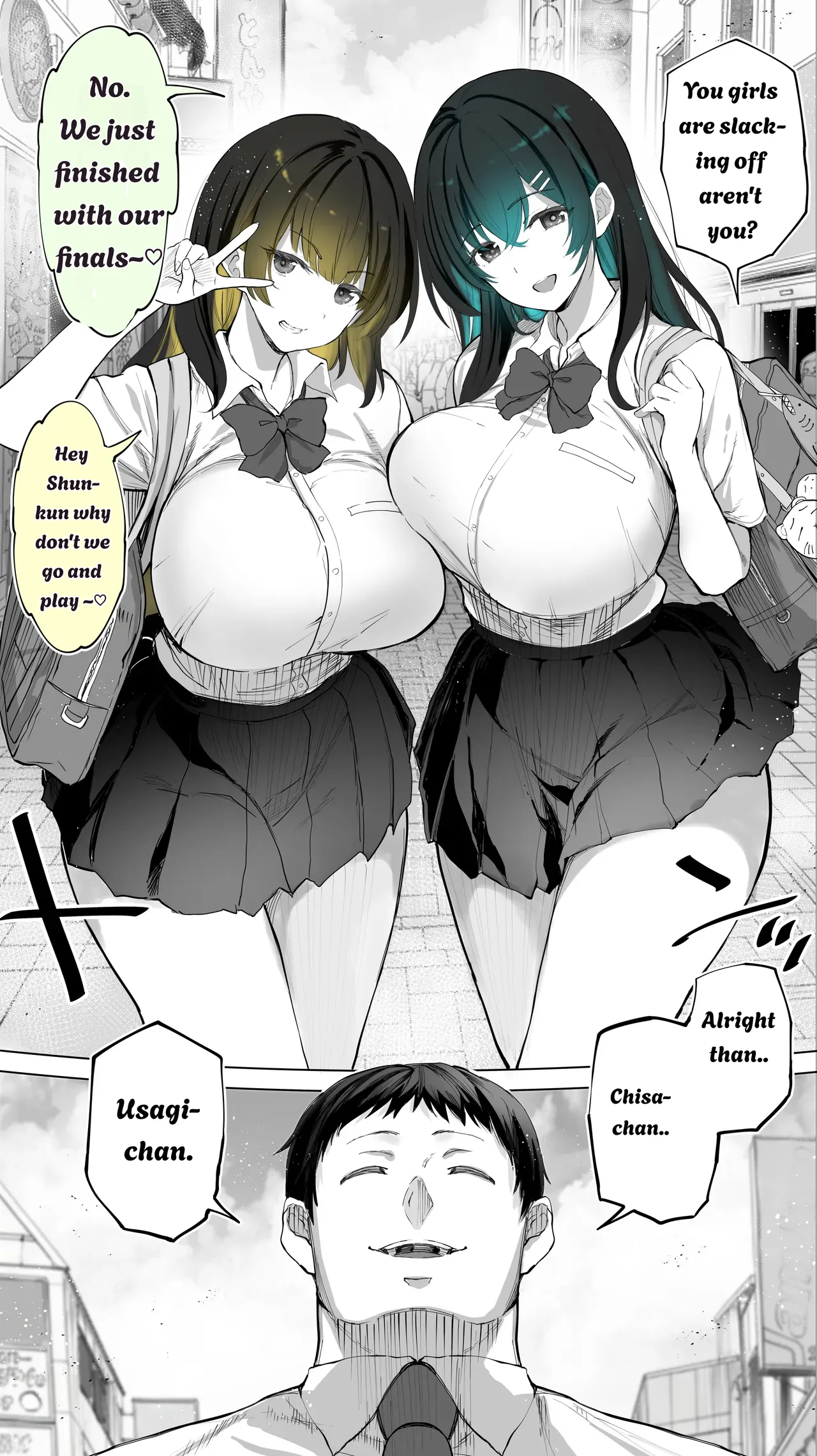 Jimoto no Hame Tomo. ''Kinjo no Niransei Futago C, U'' Mumou-ban｜My Hometown Fuck buddy. "Twin sisters C and U from the neighborhood" page 7 full