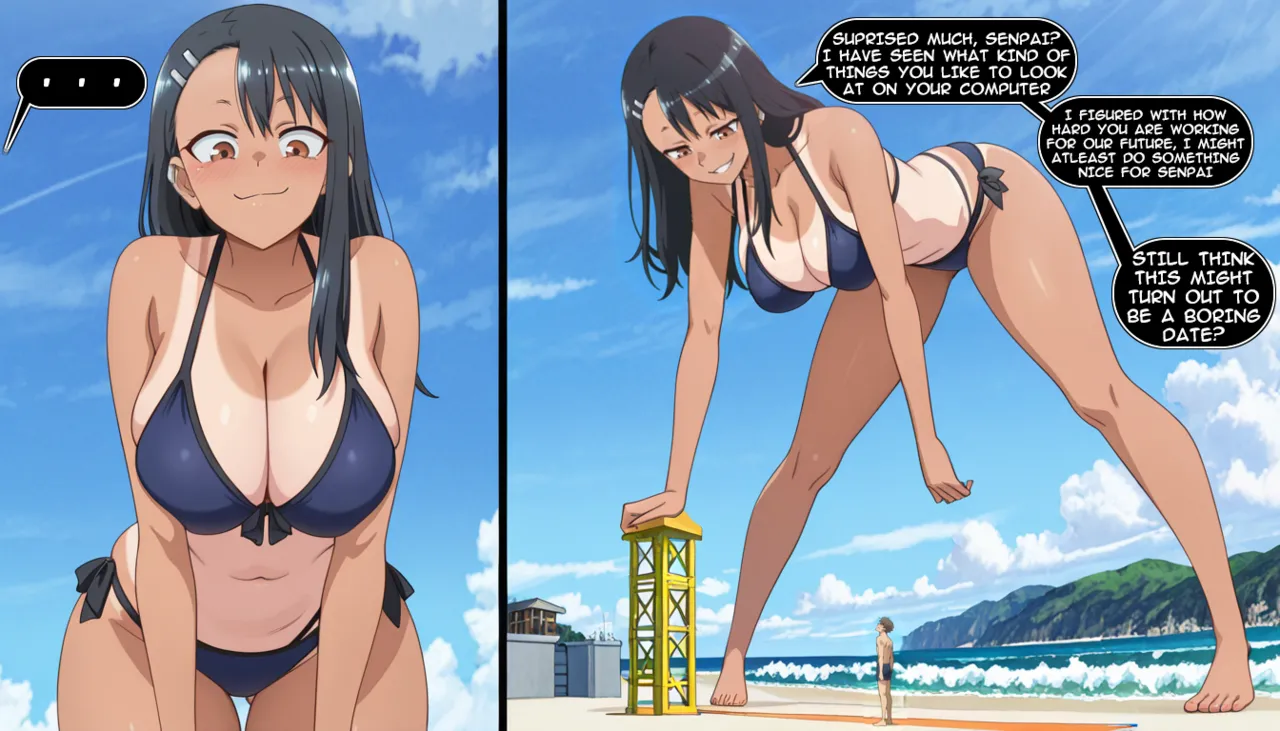 Giantess Comic - Beach Date with Nagatoro Goes Wrong page 4 full