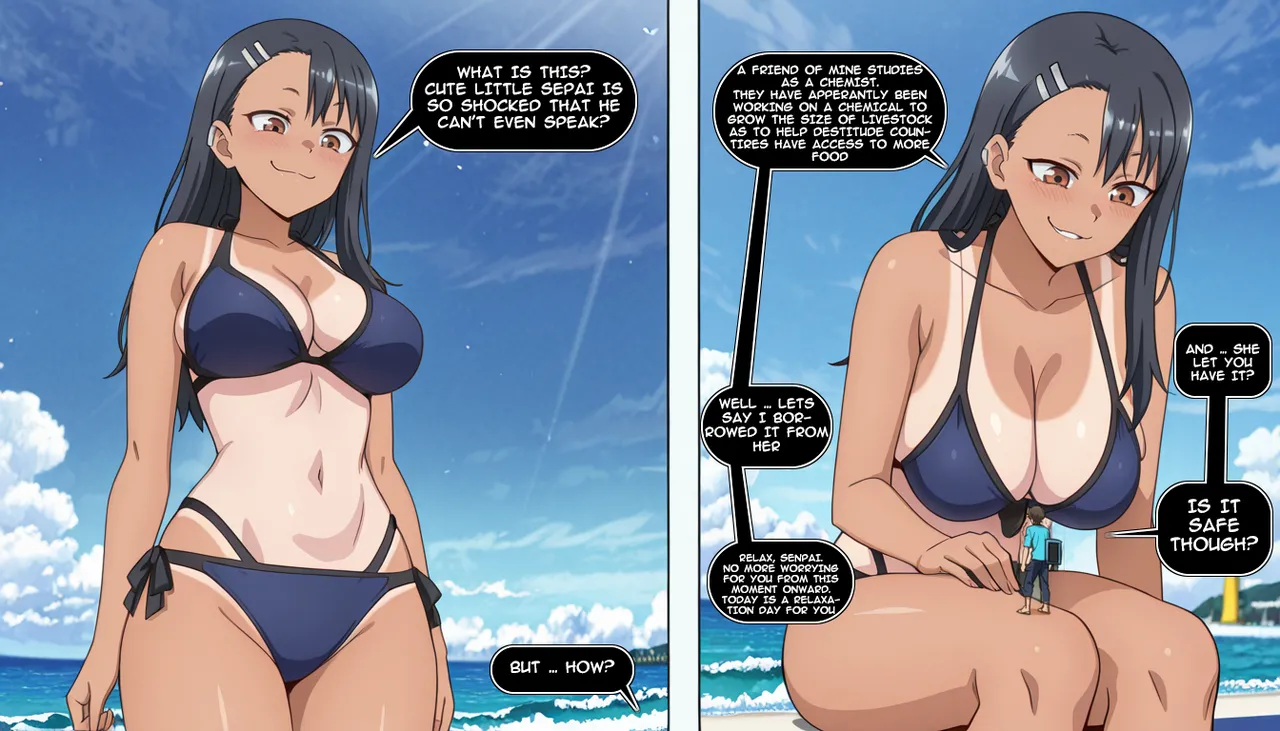 Giantess Comic - Beach Date with Nagatoro Goes Wrong page 5 full