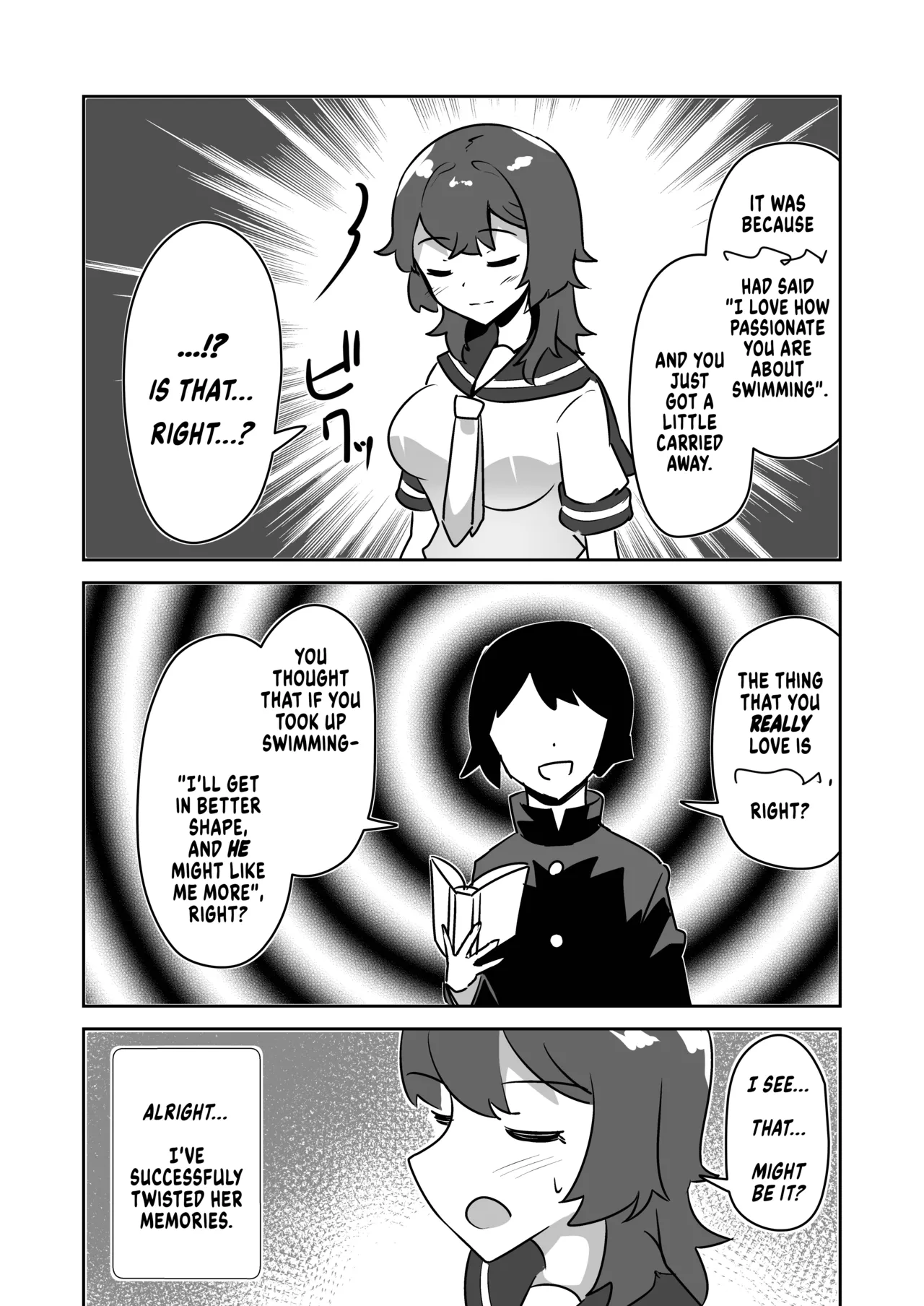 Kioku Netsuzou Saimin ～Kyonyuu Downer Suieibu-chan no Kioku o Tsugou yoku Kaihen shite Gachikoi Dorei ni suru Hanashi～ | False Memory Hypnosis ～Rewriting a Gloomy, Busty Swimmer Girl's Memories to make her my Fawning Love Slave～ page 10 full