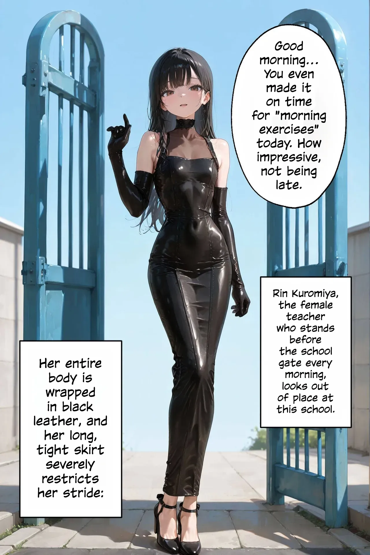 A Day for Leather Fetishists with a Female Teacher in a Hobble Skirt page 2 full