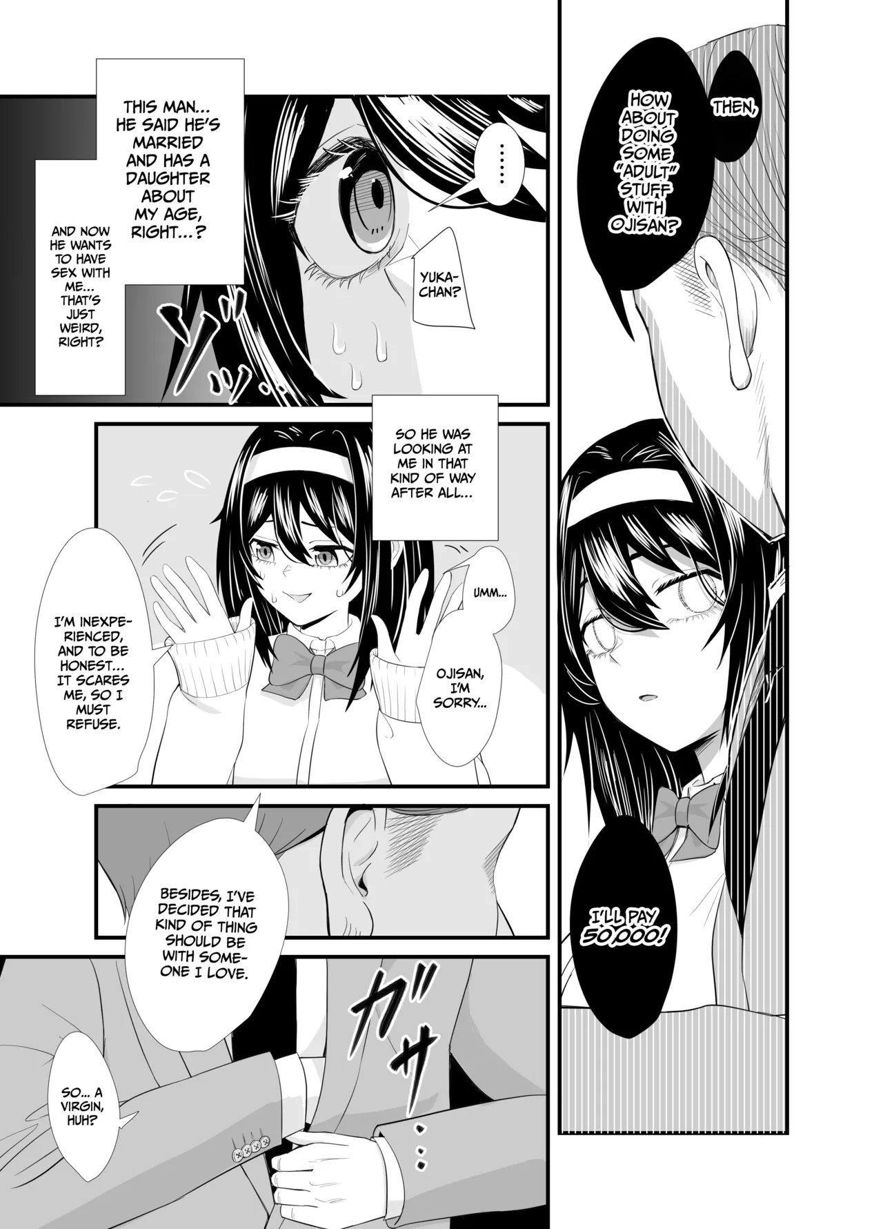 A story about a young girl who turns to SUGAR-DATING due to her family's financial hardship, only to be devoured by an Old Man and end up having an IMPREGNATION Climax page 10 full