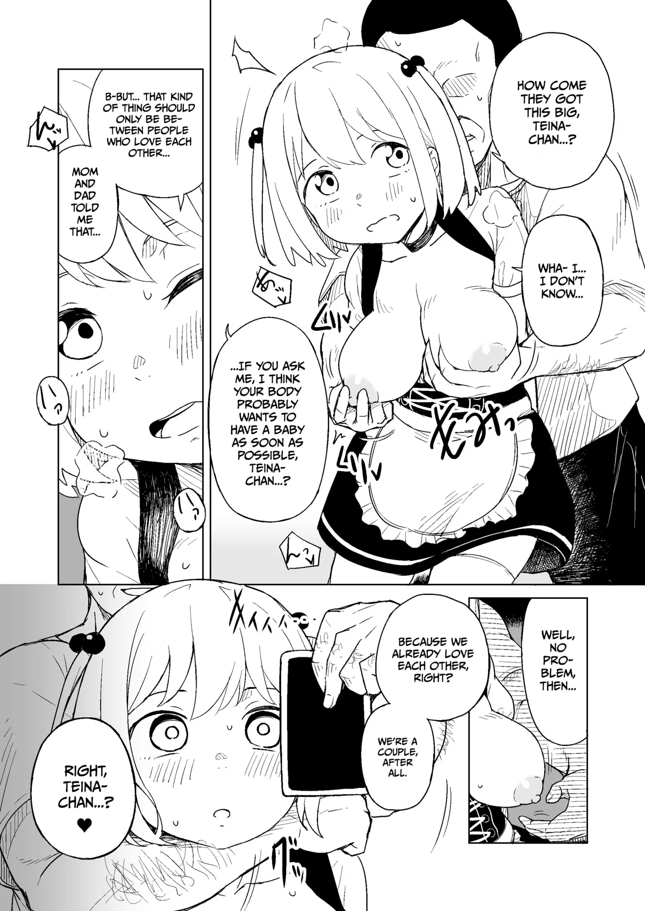 A passionate, lovey-dovey baby-making sex with the tavern's busty poster loli girl through hypnosis. page 6 full