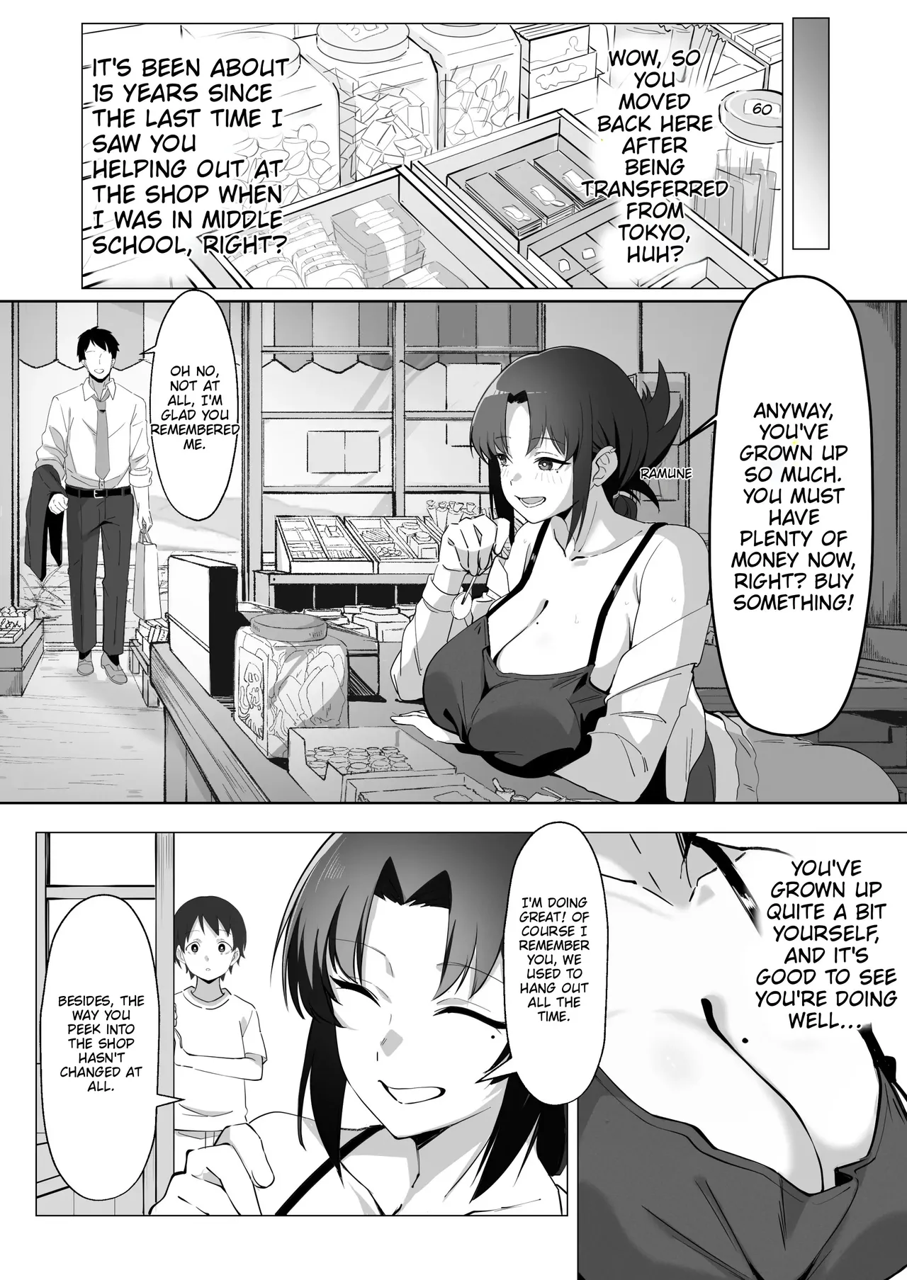 15-Nen-buri ni Saikai shita Dakashiya no Ikiokure Nagachichi Onee-san wa Ooatari | Reuniting after 15 years, the unmarried older sister who runs the penny candy shop is a total knockout. page 7 full