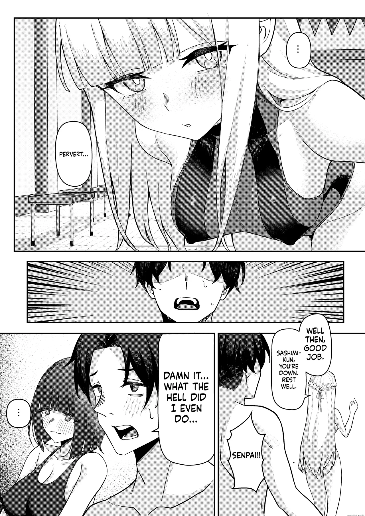 Danshi ga Ore dake!? no Suieibu de Akogare no Senpai to Osananajimi ni Komon ni Shasei Kanri Sareteiru Koto ga Barete Shimatta Hon page 9 full