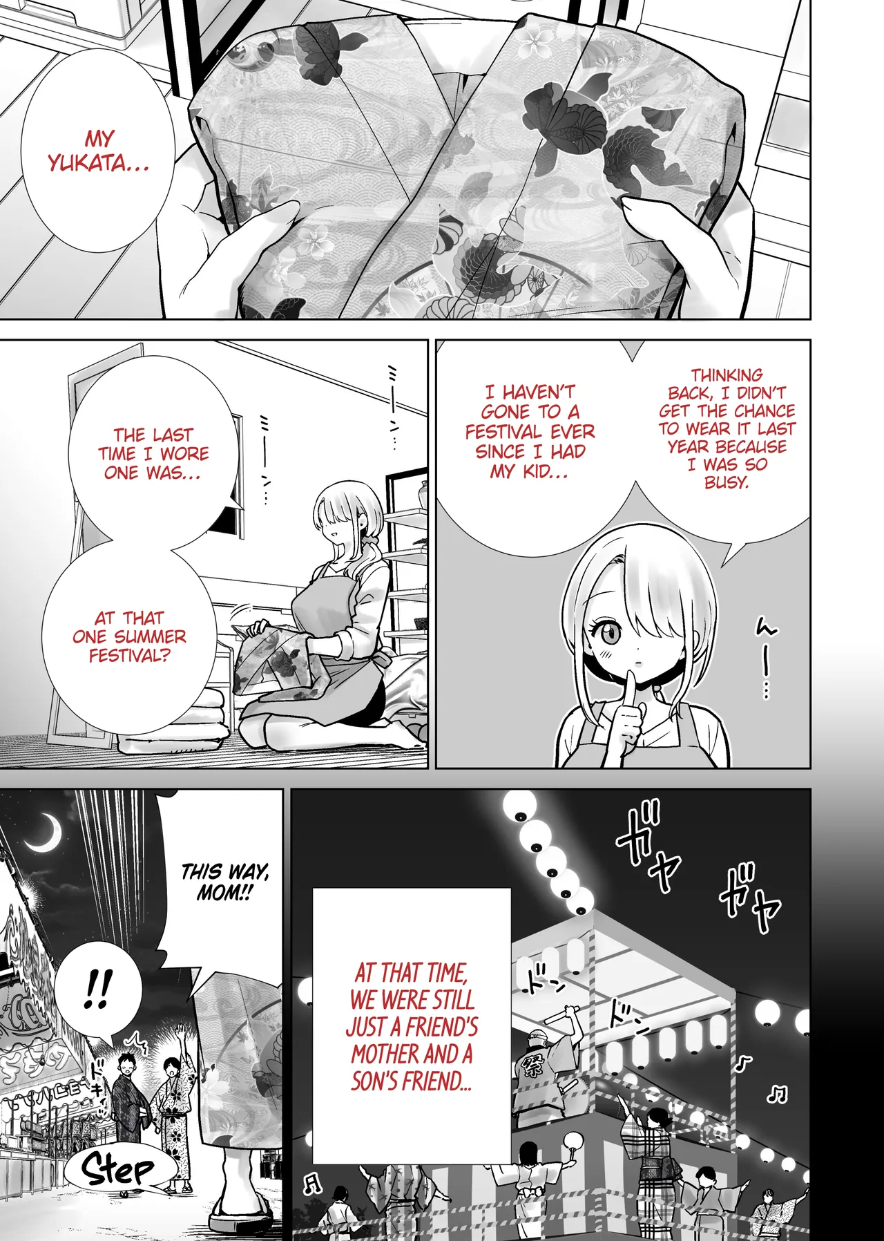 Tomodachi no Mama ga Boku no Dekachin de Ikimakutta Natsumatsuri | The Summer Festival Where My Friend’s Mother Came on My Big Dick page 3 full