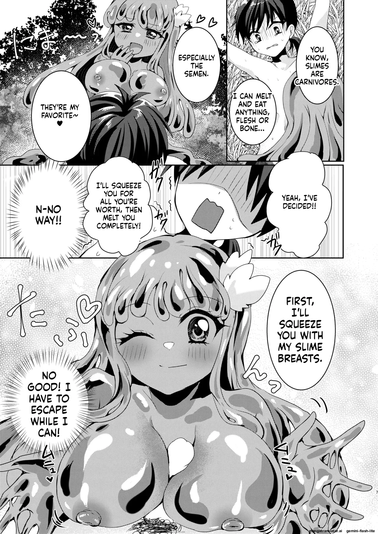 Ikiri Yuusha-kun, saijaku monster no slime musume ni kanzen haiboku ~ nurunuru slime ni tsutsumare atsukare tainai shinnyuu! kyousei renzoku sakusei jigoku ~ page 8 full