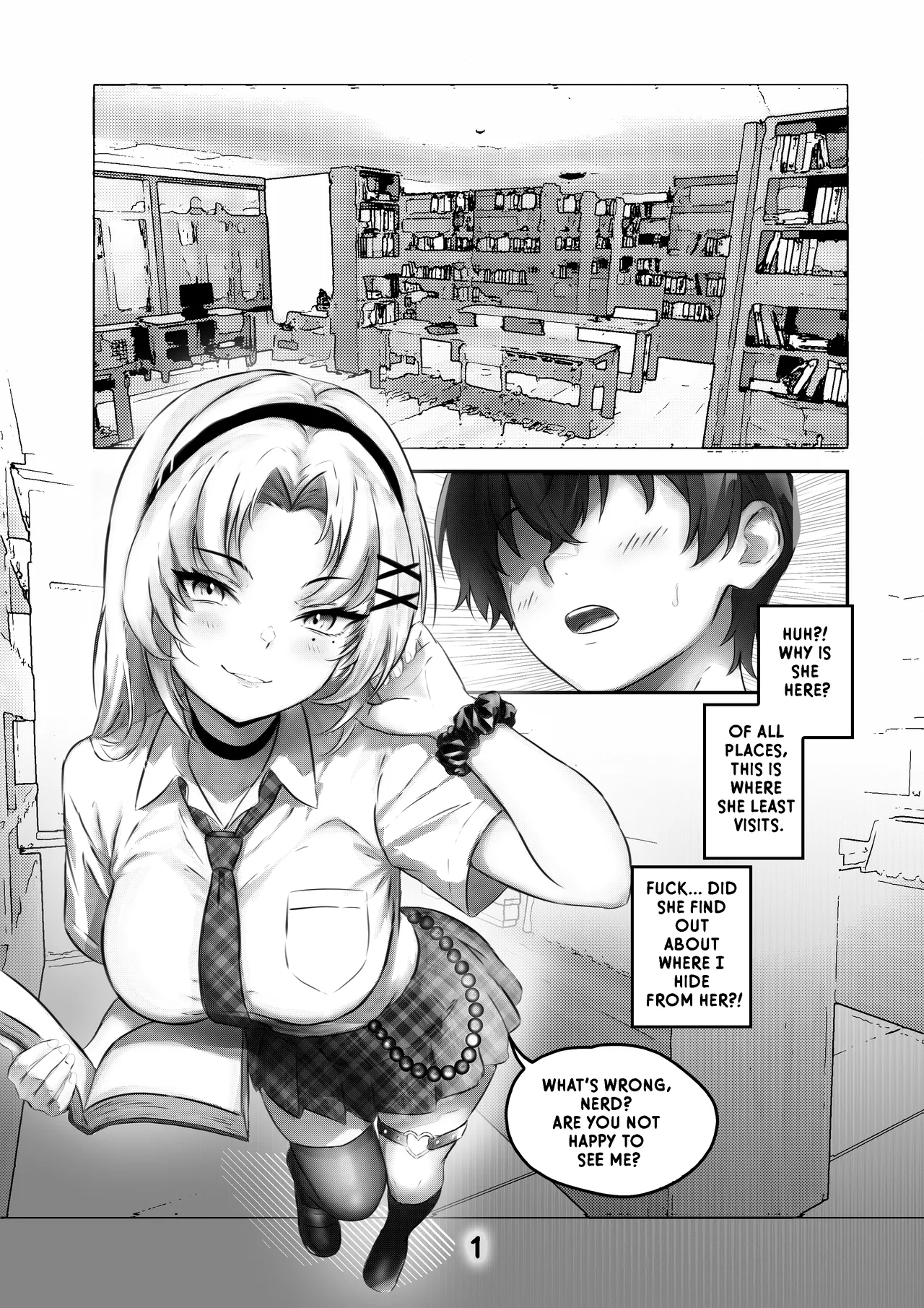 My Sadistic School Bully Sneak Attacked Me in the Library page 1 full