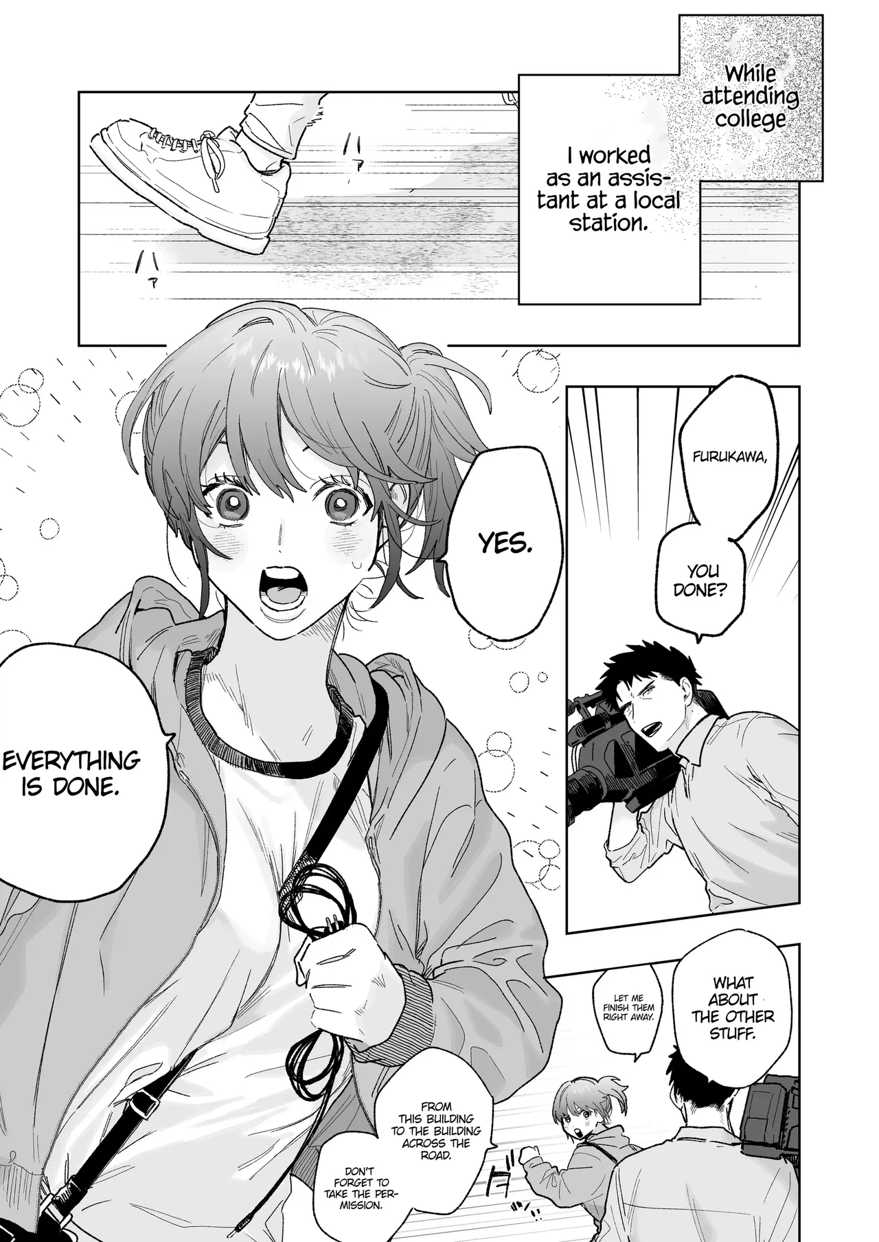 Kowamote cameraman Yasaka-san ga watashi o suki tte maji desu ka!? | Is it true that tough-looking cameraman Yasaka-san likes me!? page 3 full