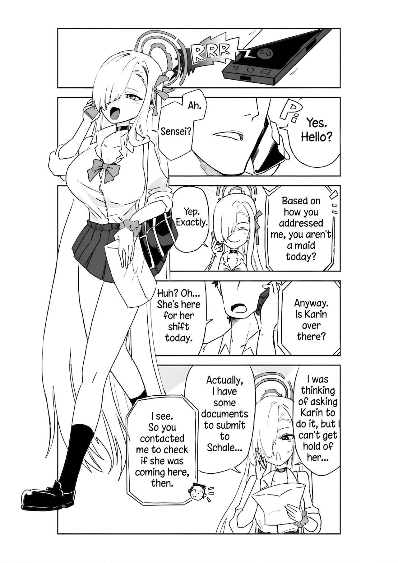 Karin Assisting Sensei and Asuna Delivering a Forgotten Item page 1 full