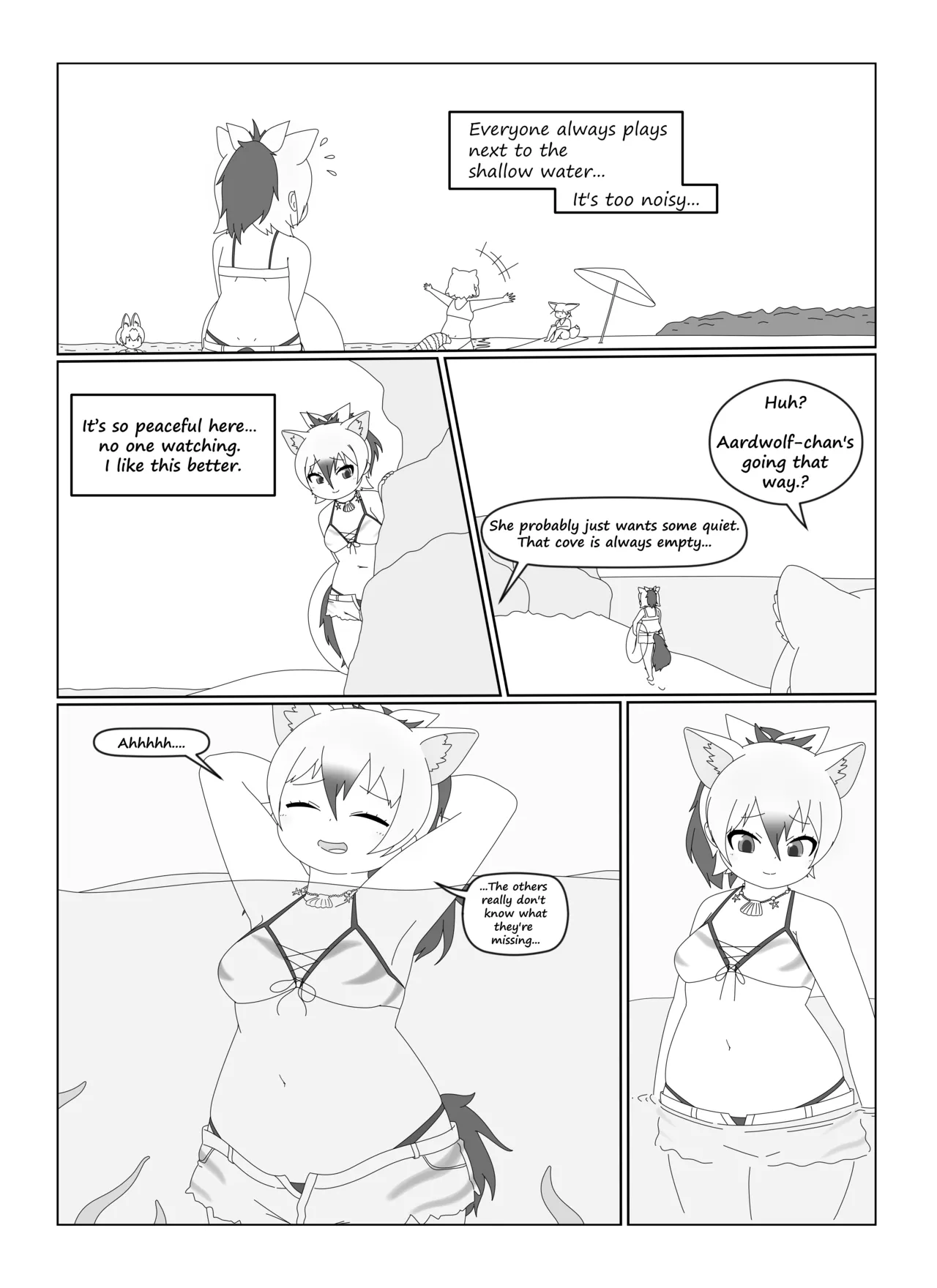Aardwolf-chan Encounters an Underwater Tentacle Cerulean in a Secluded Cove+ page 1 full